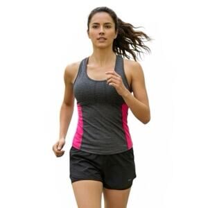 Danesi Pro Womens Racerback Tank Top Gray w/ Pink Side Panels Size Medium Active